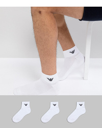 Emporio Armani 3 Pack Trainer Socks In White