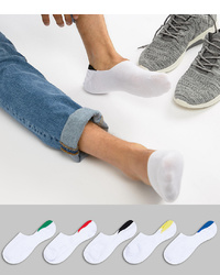 ASOS DESIGN Invisible Liner Socks In White With Colour Pop Back Tabs 5 Pack