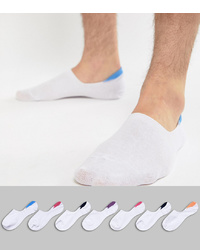 ASOS DESIGN Invisible Liner Socks In White With Contrast Welts 7 Pack