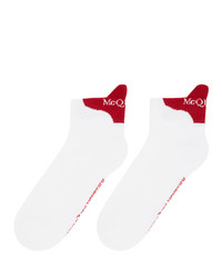 Alexander McQueen White And Red Mcqueen Signature Socks