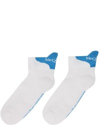 Alexander McQueen White Blue Signature Socks
