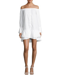 BCBGMAXAZRIA Aiyana Off The Shoulder Twill Mini Dress White