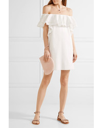Rachel Zoe Allison Off The Shoulder Stretch Cotton Poplin Mini Dress White