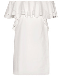 Rachel Zoe Allison Off The Shoulder Stretch Cotton Poplin Mini Dress White