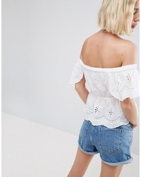 Asos Off Shoulder Top With Broderie And Pephem