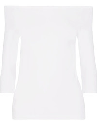 Helmut Lang Off The Shoulder Stretch Jersey Top White