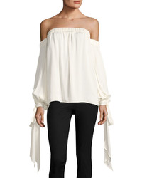 Milly Alba Off The Shoulder Stretch Silk Top