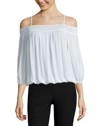 By And By Byby Long Sleeve Off The Shoulder Gauze Top