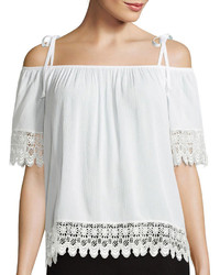 By And By Byby Off The Shoulder Short Sleeve Crochet Trim Boho Blouse