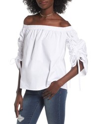 Soprano Cinched Sleeve Off The Shoulder Top