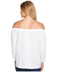 Tommy Bahama Cotton Poplin Off The Shoulder Long Sleeve Top Clothing