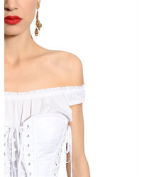 Dolce & Gabbana Off The Shoulder Cotton Poplin Top