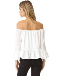 English Factory Imitation Pearls Off The Shoulder Blouse