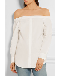 Equipment Gretchen Off The Shoulder Cotton Poplin Top White