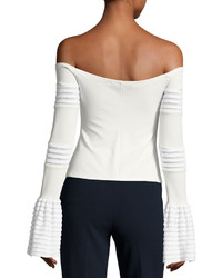 Alexis Gryffin Off The Shoulder Bell Sleeve Knit Top White