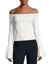 Alexis Gryffin Off The Shoulder Bell Sleeve Knit Top White