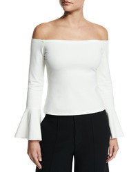 Alexis Lindes Off The Shoulder Bell Sleeve Top White