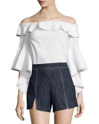 Alexis Michelle Off The Shoulder Ruffle Top White