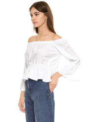 Amanda Uprichard Off Shoulder Flare Sleeve Top