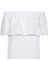 Draper James Off The Shoulder Broderie Anglaise Cotton Top White