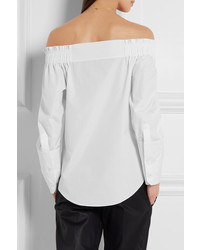 Tod's Off The Shoulder Cotton Poplin Top White