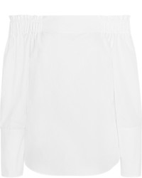 Tod's Off The Shoulder Cotton Poplin Top White