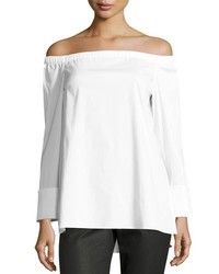 Lafayette 148 New York Off The Shoulder Stretch Cotton Blouse