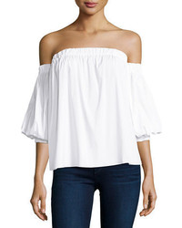 Milly Off The Shoulder Stretch Cotton Blouse