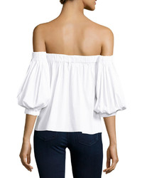 Milly Off The Shoulder Stretch Cotton Blouse White
