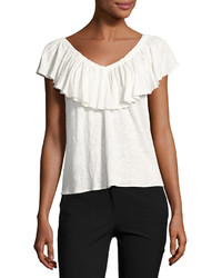 Rebecca Taylor Onoff The Shoulder Jersey Top White