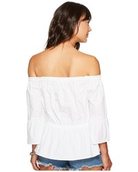 Kensie Oxford Shirting Off Shoulder Top Ks6u4107 Clothing