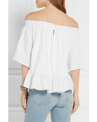 Elizabeth and James Penelope Off The Shoulder Stretch Twill Blouse White