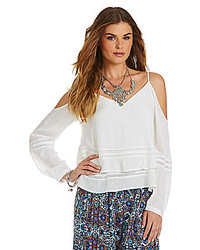 Sugar Lips Sugarlips Tiered Lace Trim Off The Shoulder Blouse