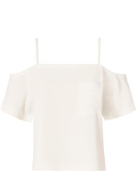 Alexander Wang T By Off The Shoulder Crepe Top White