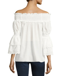 Max Studio Voile Off The Shoulder Blouse Ivory