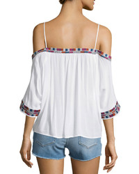 Townsen Xico Cold Shoulder Embroidered Top White