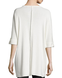 Neiman Marcus Half Sleeve Open Front Cardigan Bright White