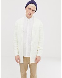 ASOS DESIGN Heavyweight Knitted Chenille Cardigan In White