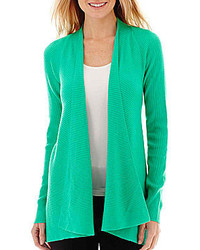 jcpenney Worthington Long Sleeve Ribbed Open Front Cardigan Sweater ...