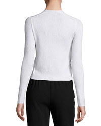 Theory Long Sleeve Open Front Cropped Cardigan Ivory