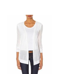 The Limited Shadow Stripe Open Front Cardigan White L