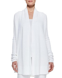 Vince Suspension Ribbed Draped Open Cardigan White