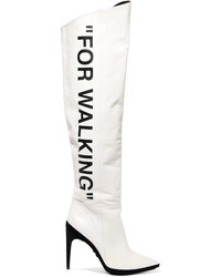 Off-White For Walking Printed Leather Over The Knee Boots