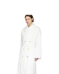 Maison Margiela Off White Nylon Double Breasted Coat