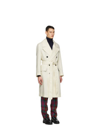 AMI Alexandre Mattiussi Off White Wool Double Breasted Coat