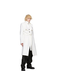 Ann Demeulemeester White Wool Long Coat
