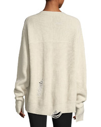 Helmut Lang Distressed V Neck Oversized Wool Cashmere Sweater