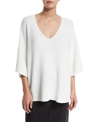 Helmut Lang Dolman Sleeve Ribbed Oversized Pullover Sweater White