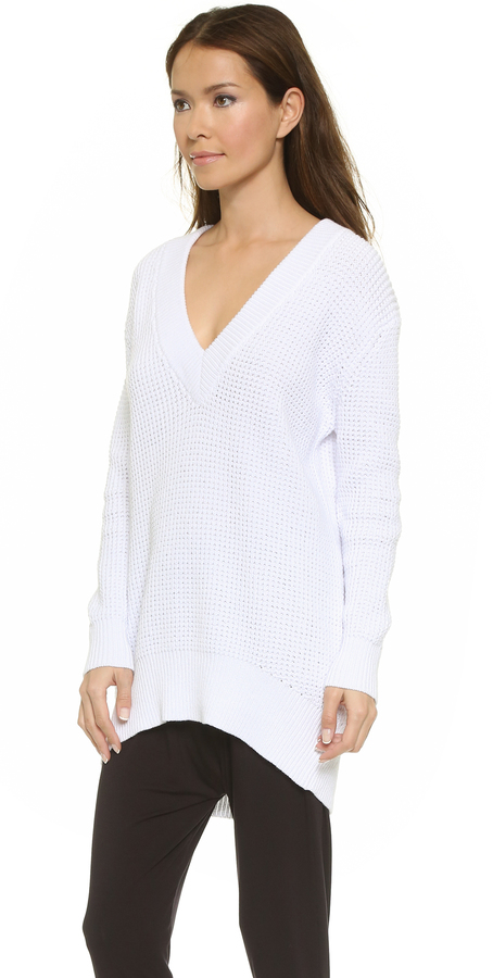 DKNY Women's White Buffalo Bills Lily V-Neck Pullover Sweatshirt - Macy's