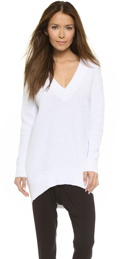 white v neck sweatshirt